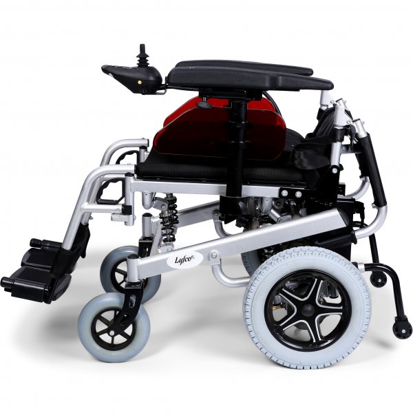 Elrullstol med joystick | Ltt att transportera | Stllbart ryggstd