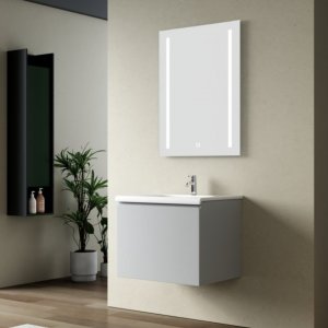 Badrumspaket 60 cm – Kommod & keramiskt tvättställ med LED-spegel | Dimbar belysning Badrumspaket 60 cm – Kommod & keramiskt tvättställ med LED-spegel | Dimbar belysning