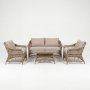 Loungegrupp i naturf�rgad konstrotting | 4-delad med soffa, f�t�ljer & bord | �ngs�