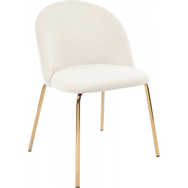 Matstolar i beige sammet med diamantmönster och mässingsben, 2-pack | Plaza Velvet Matstolar i beige sammet med diamantmönster och mässingsben, 2-pack | Plaza Velvet