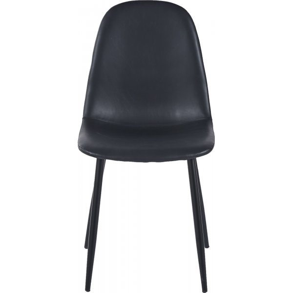 Matstolar i svart PU-l�der med metallunderrede, 4-pack