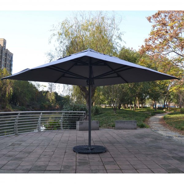 Helautomatiskt premiumparasoll 4x4m med granitfot | Gr�