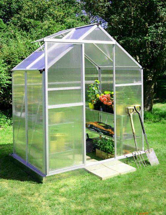 Litet växthus 2,2m2 | Hög odlingshöjd | Kanalplast | Aluminium | Yta 2,2 m2 (1,22 x 1,83 meter)