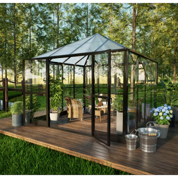 Gazebo 8,1m | Kvadratiskt premiumvxthus | 4 mm skerhetsglas | 5 rs stormgaranti