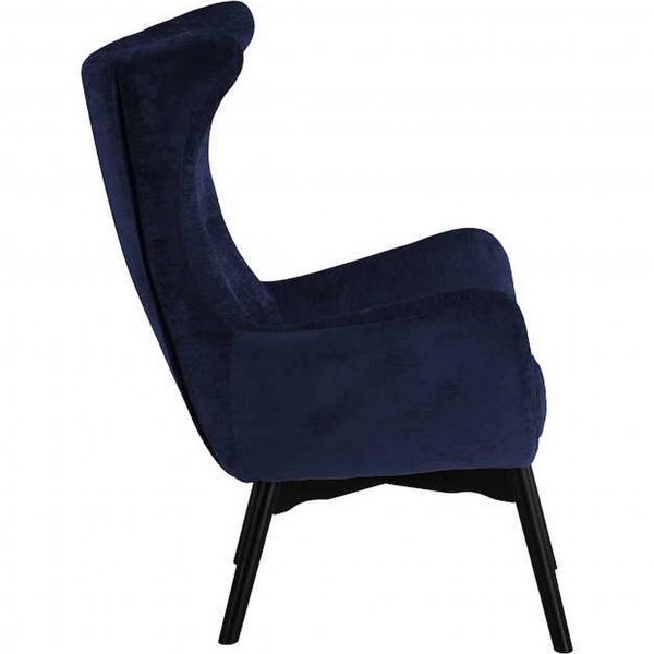 Elegant textilfåtölj med hög rygg | Mörkblå | Kim Elegant textilfåtölj med hög rygg | Mörkblå | Kim