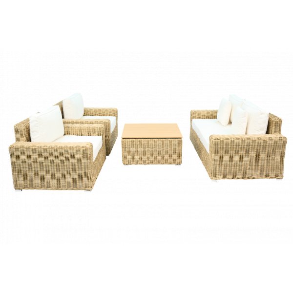 Loungegrupp i rotting | Soffa, f�t�ljer & bord | Dynor ing�r | Solena premium