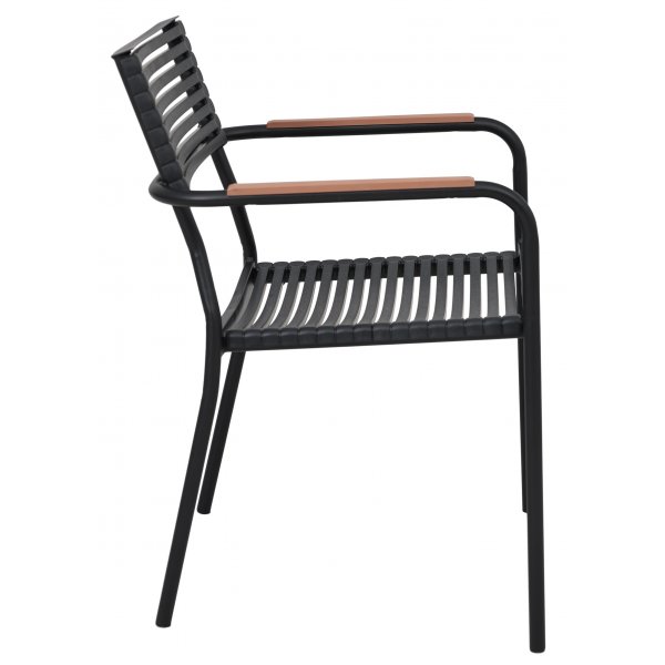 Stapelbar utestol i metall | Svart / Beige | Pino