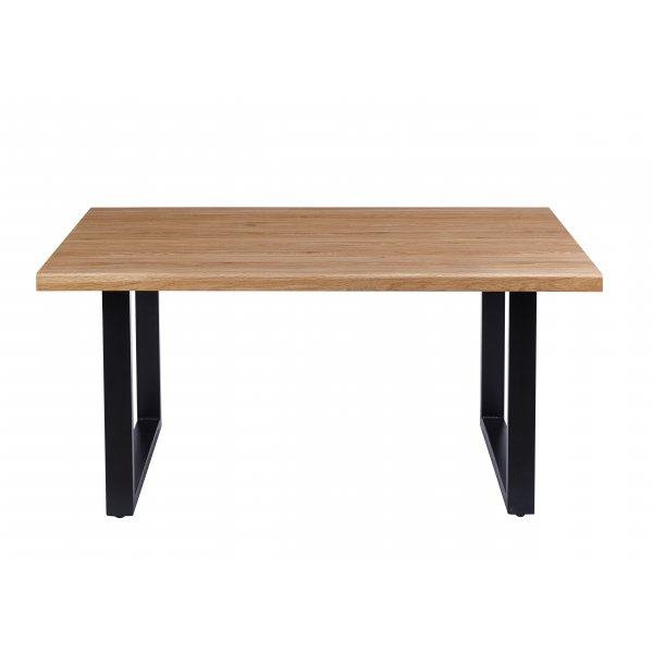 Matbord 160 cm | Ekfolierad MDF, rundade l�ngsidor & svart metall | Aster