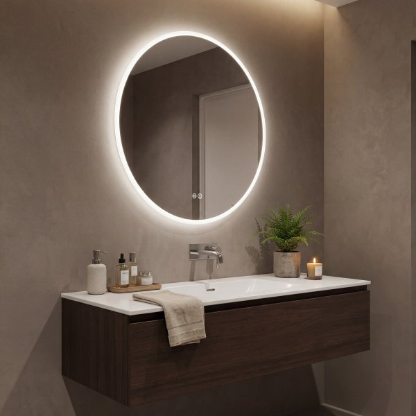 Rund badrumsspegel 60cm med LED-lyse | Anti-fog & touch-styrning Rund badrumsspegel 60cm med LED-lyse | Anti-fog & touch-styrning