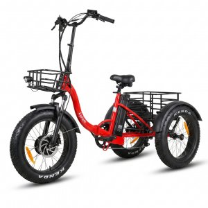 Trehjulig elcykel | Fatbike-d�ck | 6 v�xlar Shimano | 250W � 13Ah | R�d