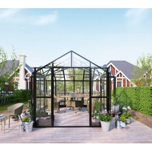 T-format växthus 12,4 m² | 4 mm säkerhetsglas & 6 mm kanalplast | 15 års ramgaranti T-format växthus 12,4 m² | 4 mm säkerhetsglas & 6 mm kanalplast | 15 års ramgaranti