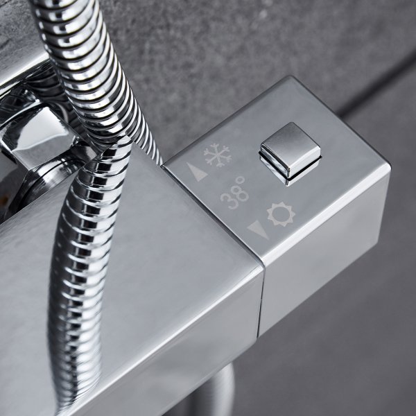 Komplett takduschset med handdusch | Hgblankt rostfritt stl