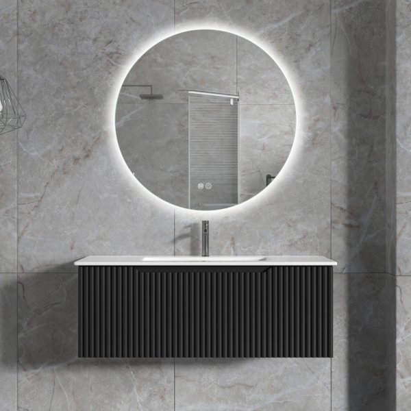 Badrumspaket | Kommod 101cm | Rund LED-spegel | Tuba Badrumspaket | Kommod 101cm | Rund LED-spegel | Tuba