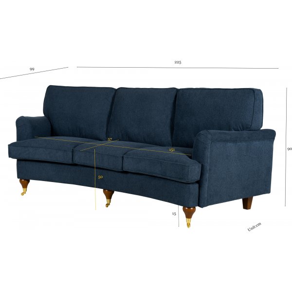 Howardsoffa 3-sits | Svängd design, kallskum & avtagbar klädsel | Watford Deluxe Mörkblå Howardsoffa 3-sits | Svängd design, kallskum & avtagbar klädsel | Watford Deluxe Mörkblå