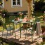 Matgrupp Ute | Runt Bord Ø110 cm | Stål | Olivgrön | 4 Stolar Matgrupp Ute | Runt Bord Ø110 cm | Stål | Olivgrön | 4 Stolar