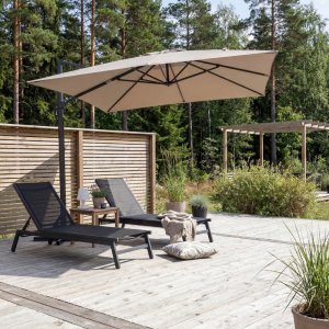 Parasoll 3x3 m| 360� Rotation | UV-skydd | Beige | Metalcraft