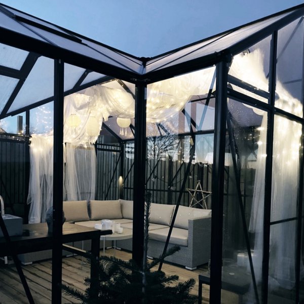 T-format glasvxthus 12,8m | 4mm skerhetsglas | 5 rs stormgaranti