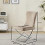Matstol i beige sammet med kromat underrede, 2-pack | Luxury