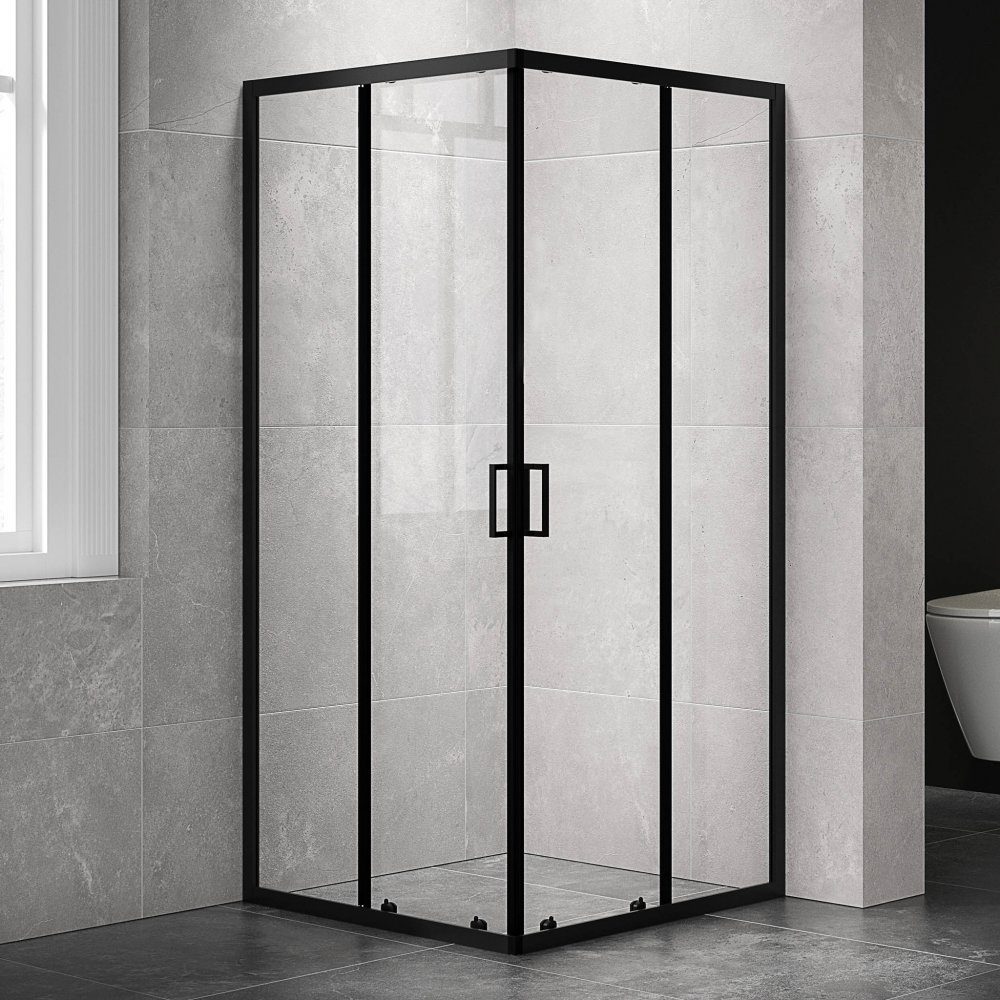 Duschhörna 90x190cm | Skjutdörr | Modern design | Svart | Stilren duschhörna i modern design med