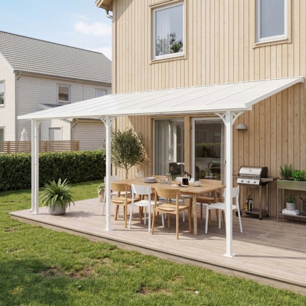 Altantak 4,3x3 m | Kanalplast / Aluminium | Extra h�g | Vit