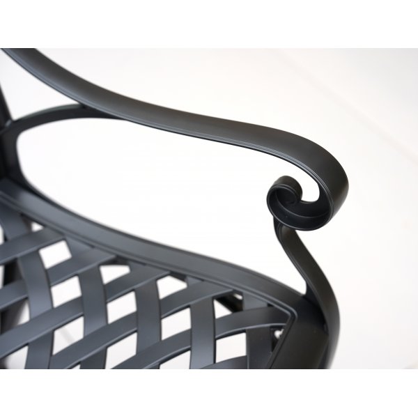 Rund matgrupp i aluminium f�r utomhusbruk | �130 cm | 6 stolar | Svart