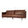 3-sitssoffa i cognacsf�rgat ecol�der | Gener�s komfort, tidl�s design & svarta metallben | Harpan