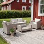 Exklusiv Loungegrupp | H�rnsoffa med bord | Beige/Gr� konstrotting | Stockholm