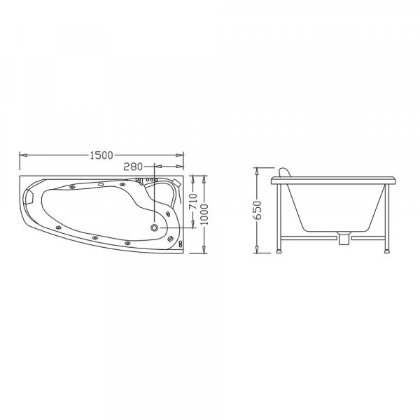 Bubbelbadkar Aurelius | 150x100x65cm | Stilren design | Vit Höger Bubbelbadkar Aurelius | 150x100x65cm | Stilren design | Vit Höger