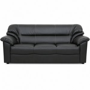 3-sitssoffa Svart | Konstl�der & eukalyptustr� | Dominic