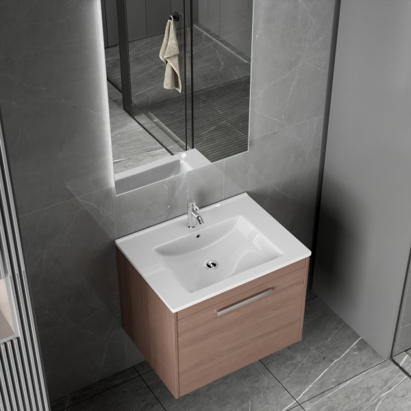 Badrumspaket 60 cm – Kommod i MDF | Keramiskt tvättställ & LED-spegel | Dimbar belysning | Elysia Badrumspaket 60 cm – Kommod i MDF | Keramiskt tvättställ & LED-spegel | Dimbar belysning | Elysia