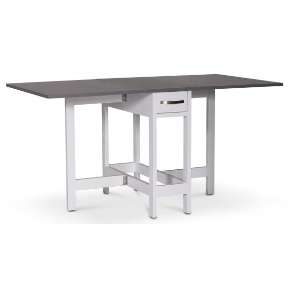 Fårö Slagbord – Vit/Grå | Flexibelt matbord med lådor i akacia & MDF Fårö Slagbord – Vit/Grå | Flexibelt matbord med lådor i akacia & MDF