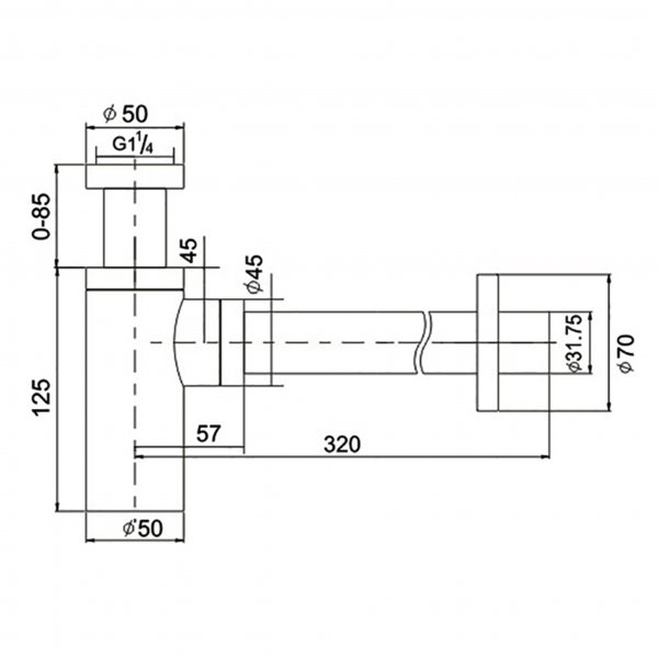 Vattenlås för handfat med vägganslutning - Guld Vattenlås för handfat med vägganslutning - Guld