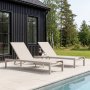 Solb�dd i aluminium & textilene 2-pack | Justerbar sols�ng f�r pool | Copacabana Beige