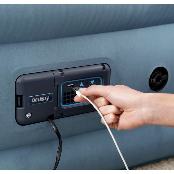 Luftmadrass för två med huvudgavel och app-styrd pump - Bestway 69060 Luftmadrass för två med huvudgavel och app-styrd pump - Bestway 69060