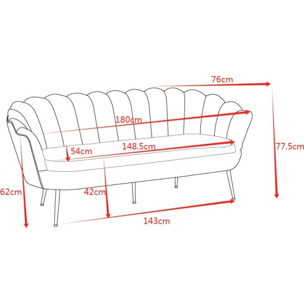 Kingsley 3-sits soffa – Gråbeige sammet & krom | Stilren och lyxig 3-sits Kingsley 3-sits soffa – Gråbeige sammet & krom | Stilren och lyxig 3-sits