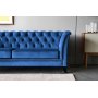 Chesterfieldsoffa 3-sits | Bl� sammet, kallskum & avtagbar kl�dsel | Milton