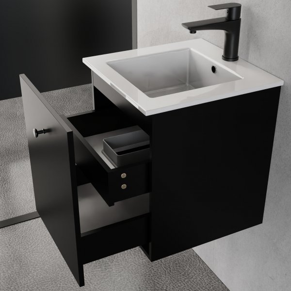 Liten kommod 40cm | Nedsnkt handfat | Vilmer svart
