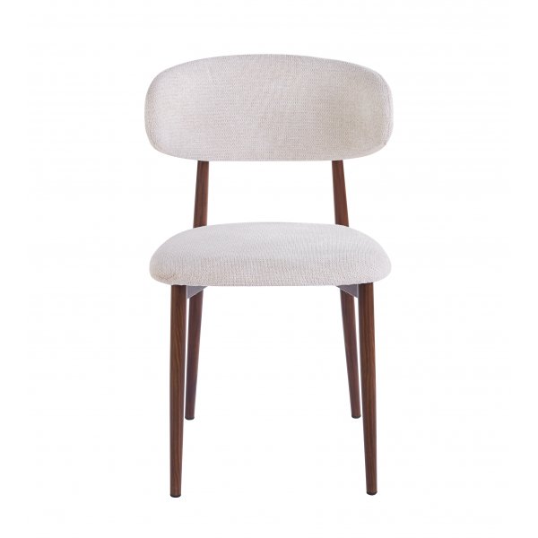 Matstol i beige tyg med valn�tsf�rgad stomme, 4-pack | Ingrid