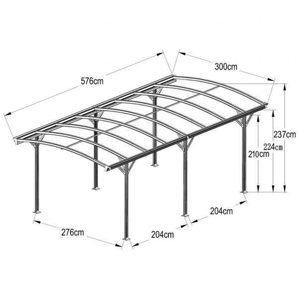 Carport 17,25m² | Extra hög | Aluminiumstomme & kanalplasttak Carport 17,25m² | Extra hög | Aluminiumstomme & kanalplasttak