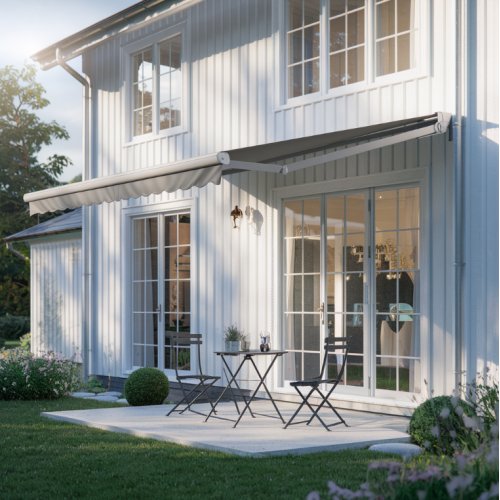 Halvkassettmarkis 4x2,5 m | Vevmanövrerad | Metalcraft