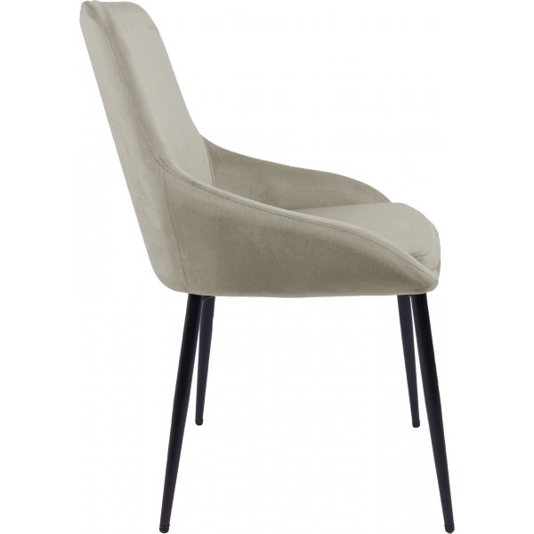 Matstolar i beige sammet med svarta metallben, 2-pack | Theo