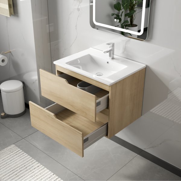 Badrumspaket 60 cm | LED-spegel med anti-fog & dimmer | MDF | Maja Badrumspaket 60 cm | LED-spegel med anti-fog & dimmer | MDF | Maja