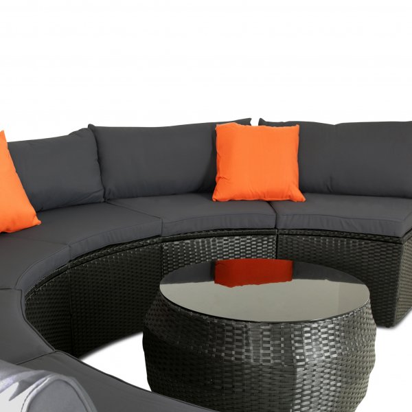 Stor rund loungegrupp | Inbyggd dynfrvaring | 6 sittplatser