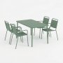 Matgrupp Ute i Olivgr�nt St�l � Fyrkantigt Bord & Armstolar � 140x80 cm