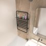 Svart handdukstork med timer och hylla | 600x900 mm | Stilren elmodell