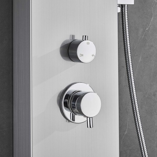 Duschpanel i borstat rostfritt stål | Flora Duschpanel i borstat rostfritt stål | Flora