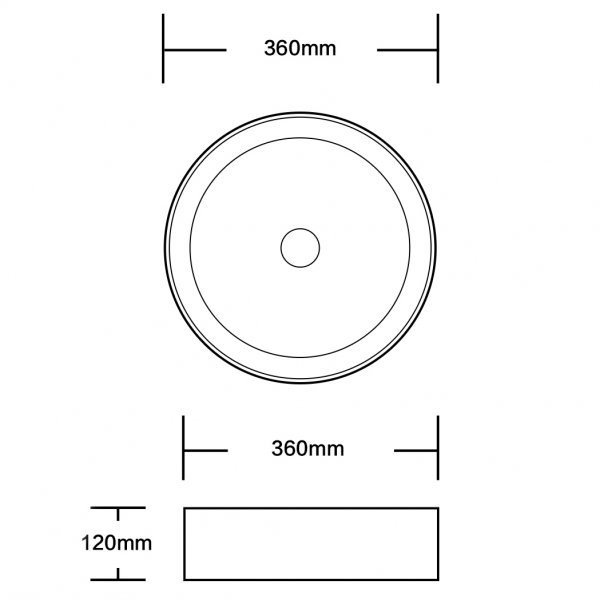 Runt tvättställ 36cm | Marmorerad yta | Lyxig design i porslin Runt tvättställ 36cm | Marmorerad yta | Lyxig design i porslin