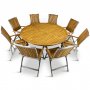 Stor rund trdgrdsgrupp i teak / rostfritt stl | Bord & 8 positionsstolar