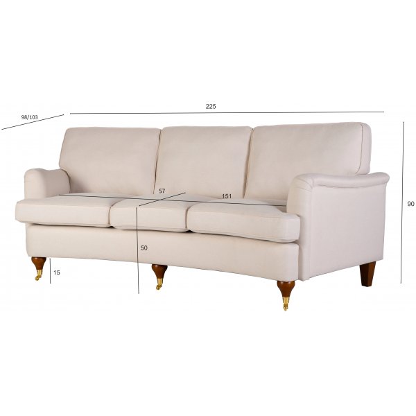 Howardsoffa 3-sits | Sv�ngd design, kallskum & avtagbar kl�dsel | Beige