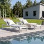 1 Solbädd i aluminium & textilene 2-pack | Justerbar solsäng för pool | Copacabana Vit/Grå